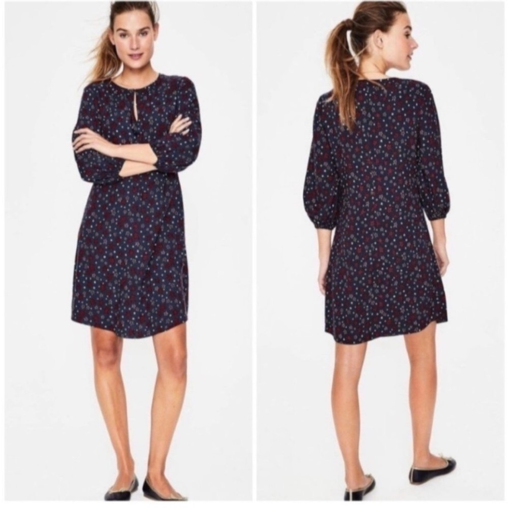 Boden Navy Floral Print Shift Dress